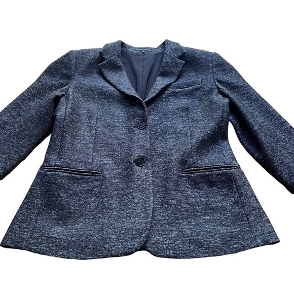 Theory Size 12 Gray Kiersten K Strategy Wool Cotton Blend Tweed Blazer Jacket - Picture 3 of 16